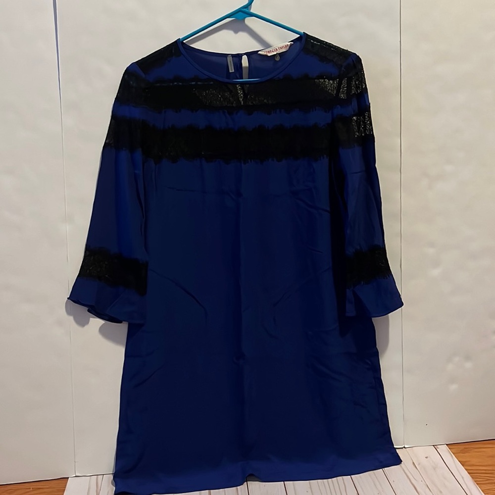 Rebecca Taylor Navy Silk Lace Dress size 6 - Picture 1 of 8